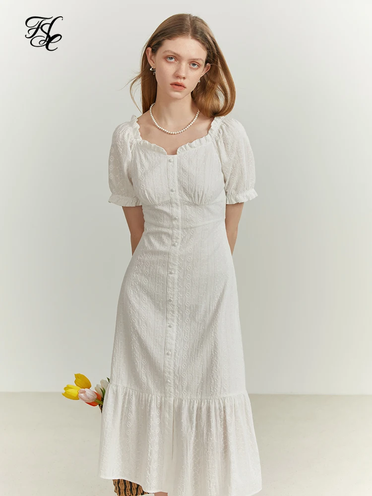 Fsle French Plaid Dress Women's Summer 2022 New Pastoral Style Square