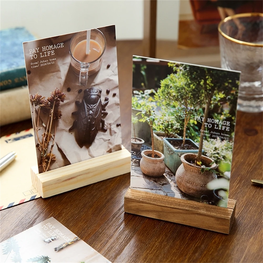 Wood Table Number Stands 3cm 7cm 10cm Length Sign Frame Oak Wooden Display Rack Place Card Holder