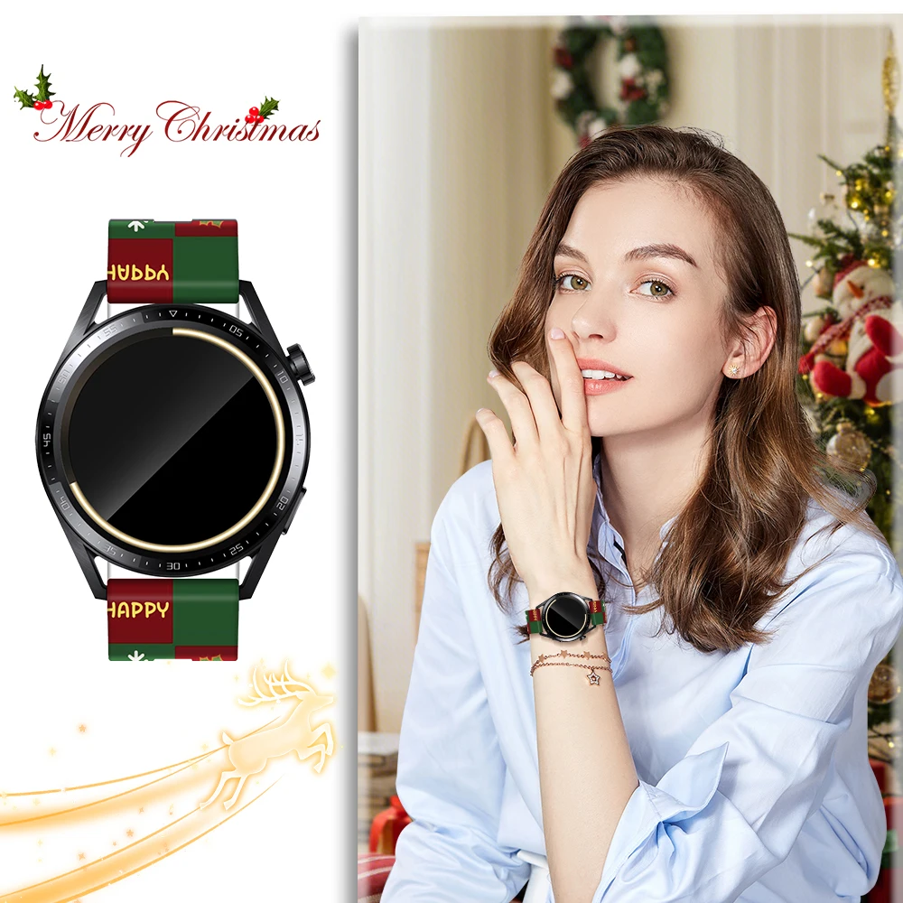 Christmas Holiday Silicone Watch Strap, 20-22mm Festive Replacement Band