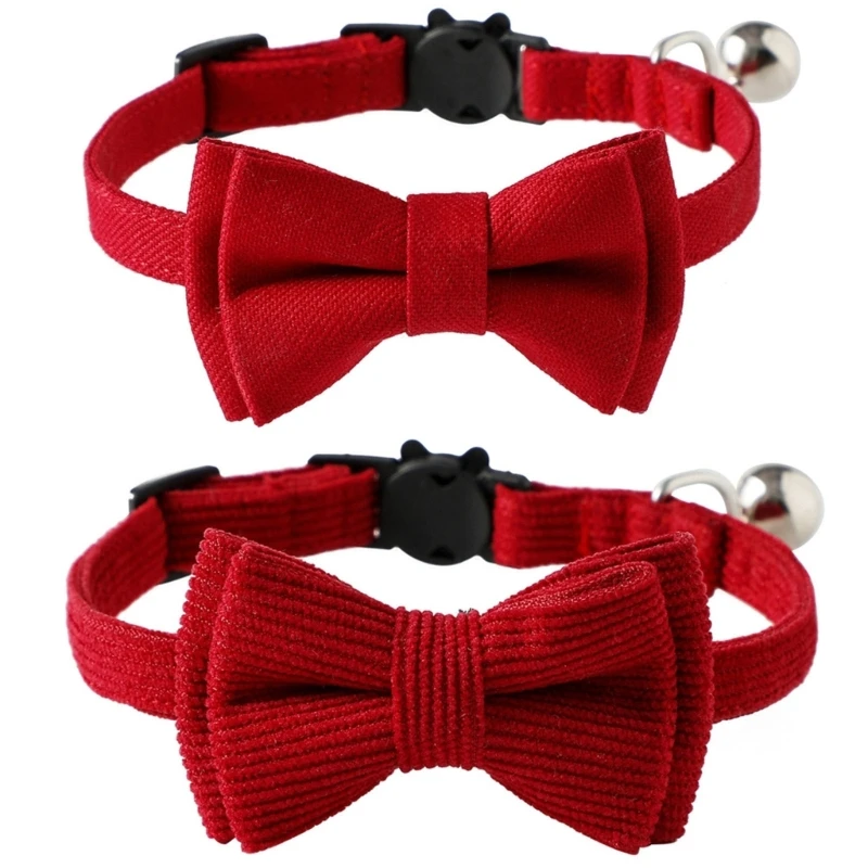 

Cats Bowtie Collar Lovely Bow-Tie with Ringing Bells Adjustable for Small Dogs Safety Break-away Buckle Metal D-Ring