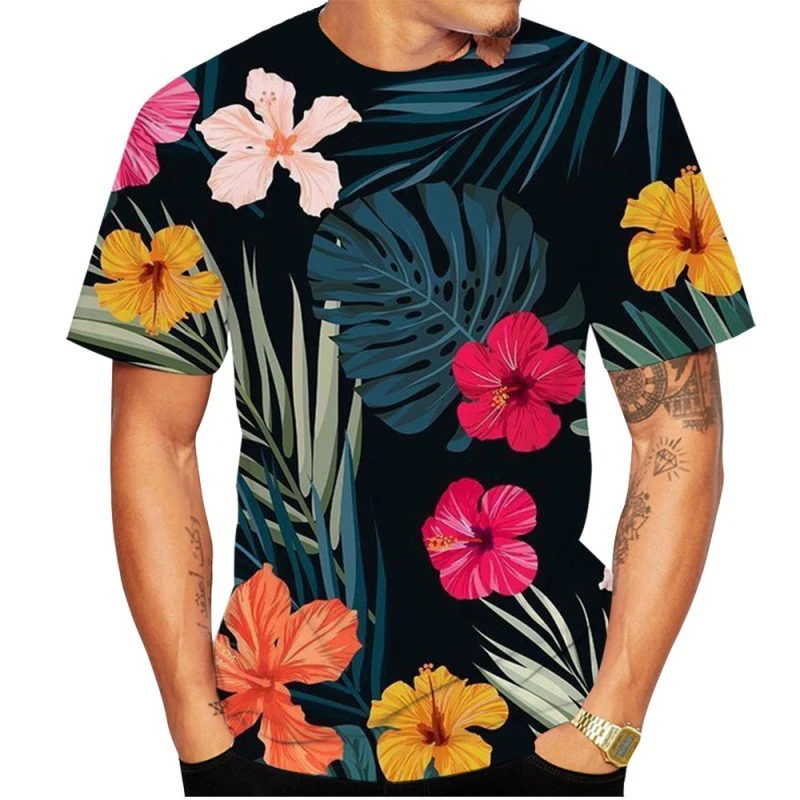 

Men's 3D Printed Hawaiian Cute Flower Shirt Casual Short-sleeve Men Floral Print Shirt Beach T-shirt Tops XXS-6XL