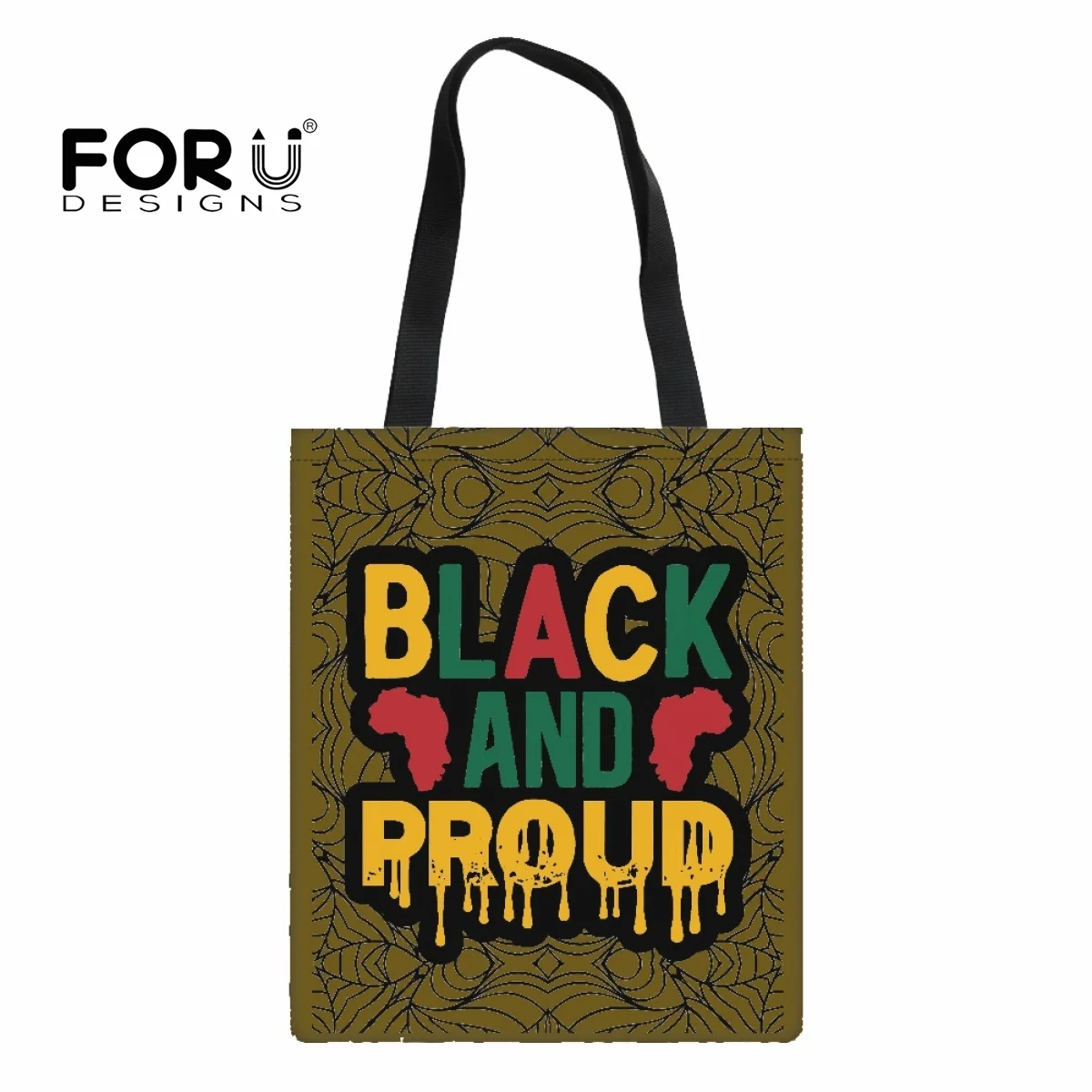 

FORUDESIGNS Canvas Handbag New Shoulder Bag for Ladies Black History Design Shopper Bags Large Capacity Women Bag Dropshipping