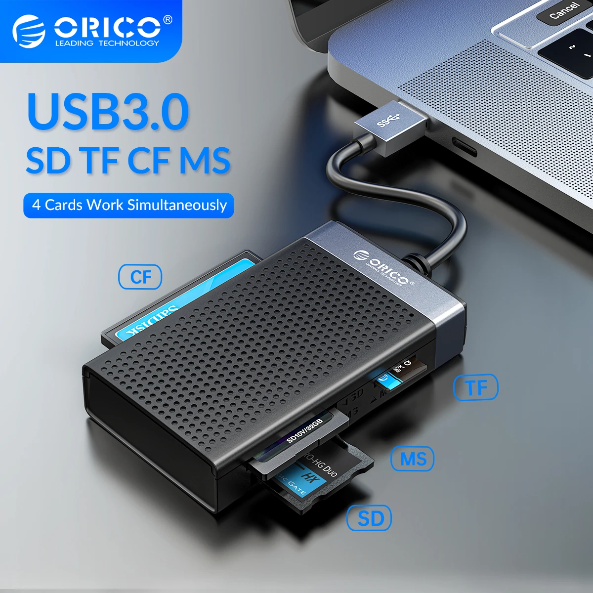 Orico Usb 3.0 Memory Card Reader | Card Reader Hub Usb 3.0 Cf - 4 1 Usb ...
