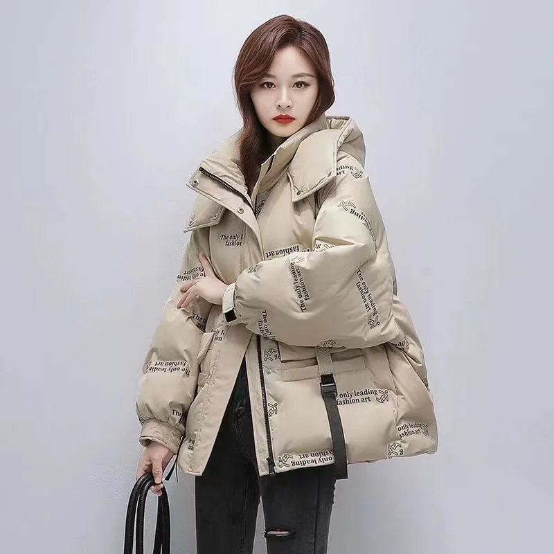 2023 New Women Down Jacket Winter Coat Female Warm Thickened Parkas Loose Short Code Outwear Fashion Hooded Large Size Overcoat