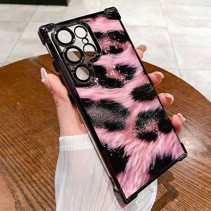 Pink Leopard Print Transparent Phone Case Cover