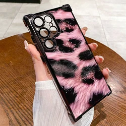 Pink Leopard Print Transparent Phone Case Cover - Galaxy S20 FE (Black)