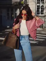 Veste en velours côtelé pour femme avec col en similicuir, manteau décontracté, streetwear, vêtements d'extérieur, nouvelle tenue de printemps, vestes et manteaux 5