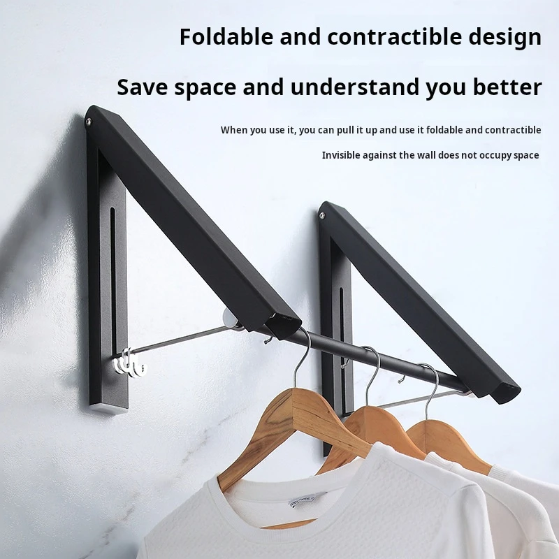Clothes Drying Rack Wall Mounted Laundry Racks for Drying Clothes Aluminum Foldable Space Saving Clothes Hanger 4
