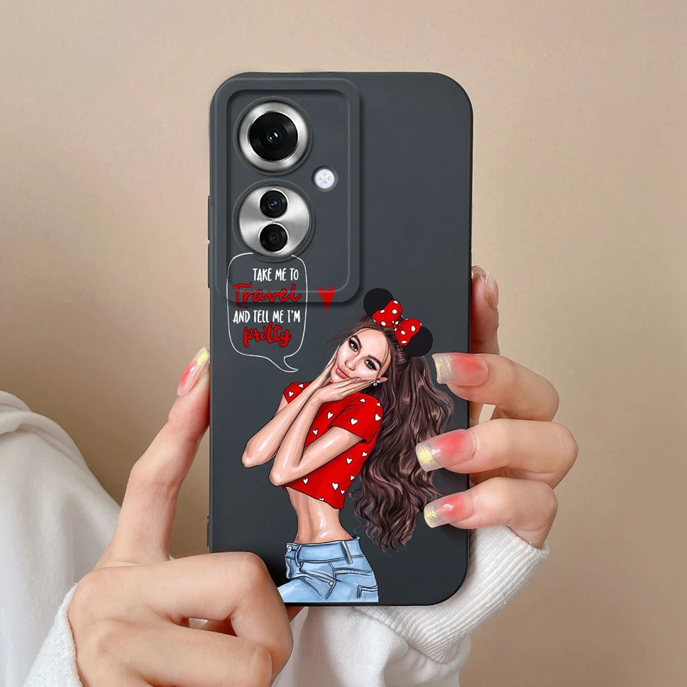 Stylish Cute Girl Shockproof Liquid Phone Cover - Smooth and Fashionable Design