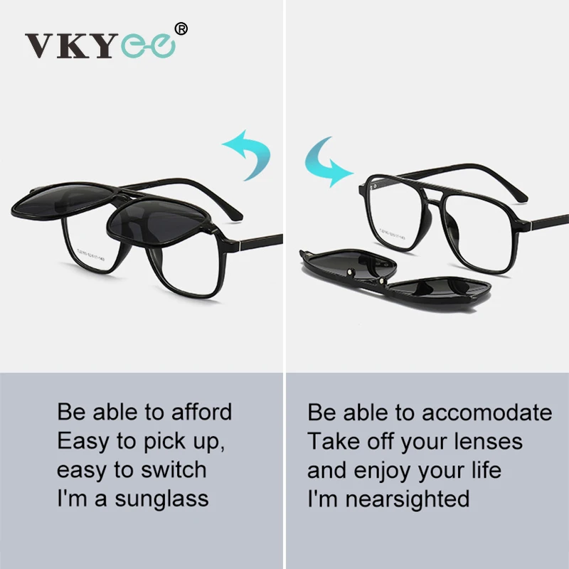 VICKY Flip-Up Magnetic Clip-On Polarized Sunglasses Customizable
