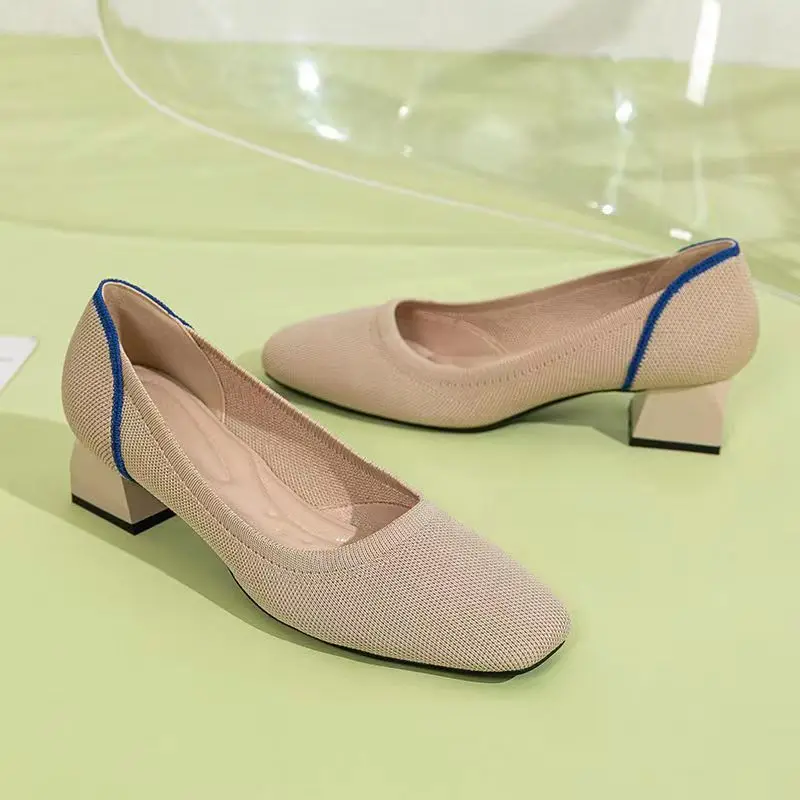 Large high-heeled shoes 42/43/41 women's shoes knitted fashionable