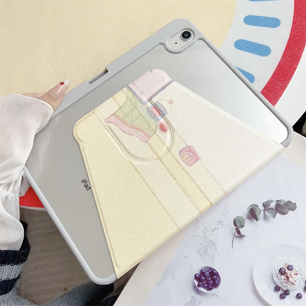 Striped Cake Rotating iPad Case with Pen Holder