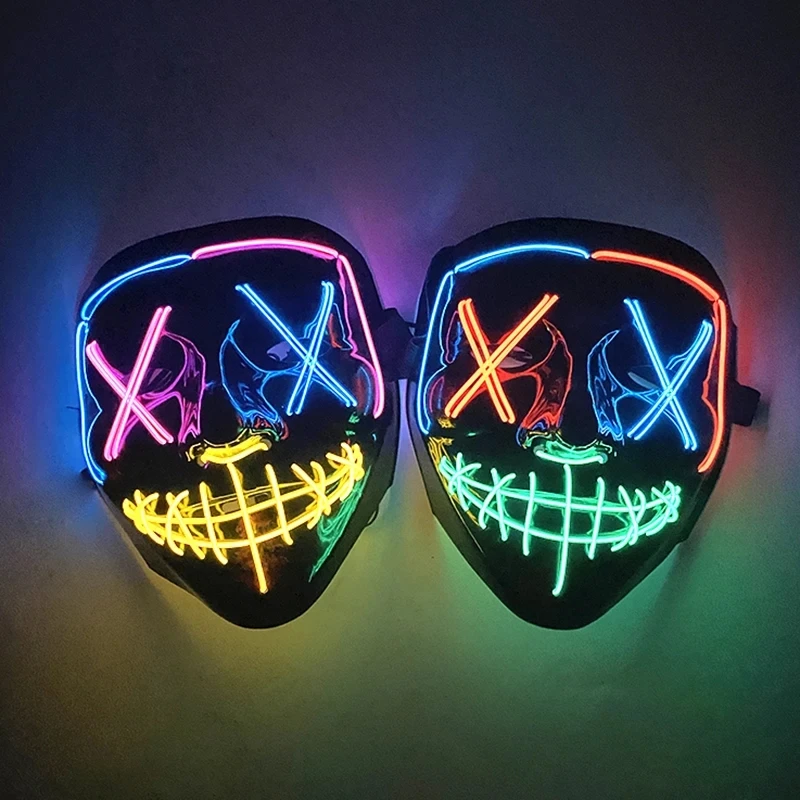 Halloween Led Mask Light Up Scary Mask And Gloves Cosplay Costume Luminous Purge Glowing In Dark Night Disguise halloween mask party masks horror mask