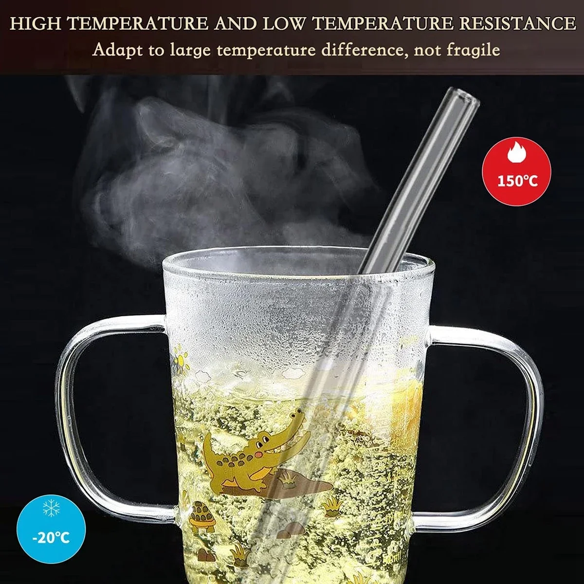 Drinking Straws Glass Straw Set Straw Cleaner Brush 25cm Long Glass Drinking Straws Clear Reusable Glass Straws Set with Brushes Eco Friendly for Smoothie Milkshake