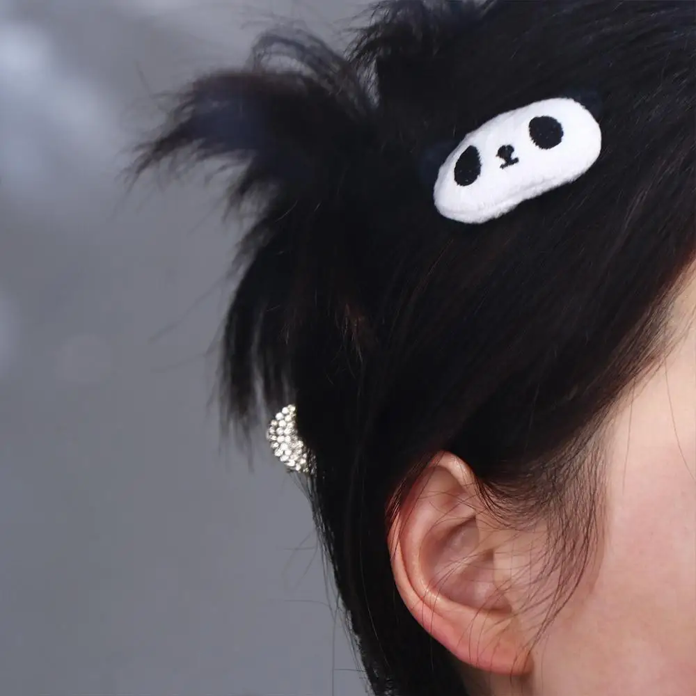 Description Picture 2 of itemDesign Wash Face Plush Animal Doll Hair Rope Hairpin Brooch Chinese Style Headwear Women Hair Accessories Panda Headband