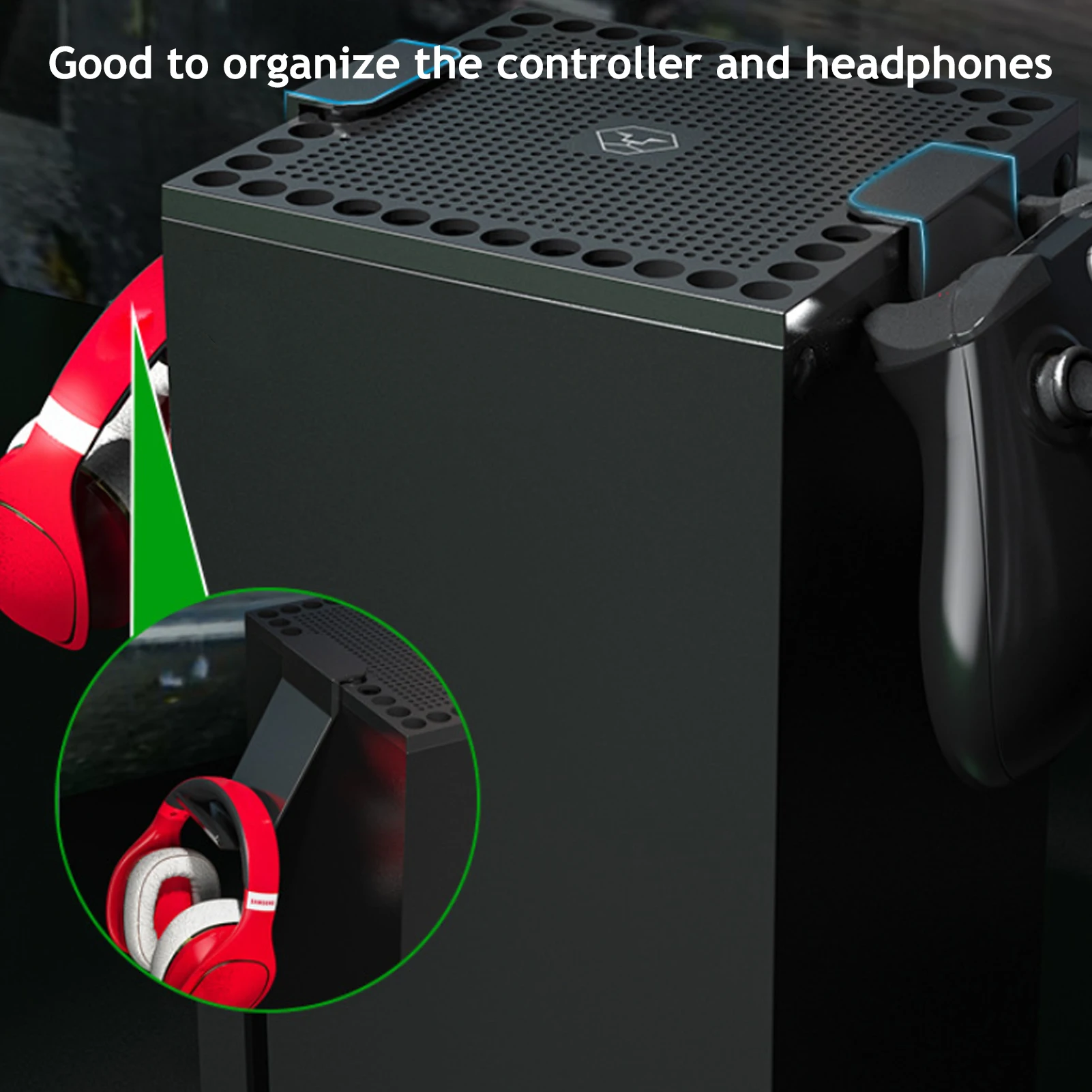Montagem do Controlador para Xbox Series s x Console Capa Poeira com Fone de Ouvido Controlador Montagem Rack Titular para Xbox Series s Gamepad - Image 3
