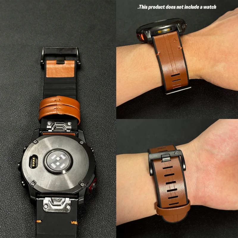 Premium QuickFit Leather Silicone Watch Strap - Versatile 22/26mm Band Bracelet