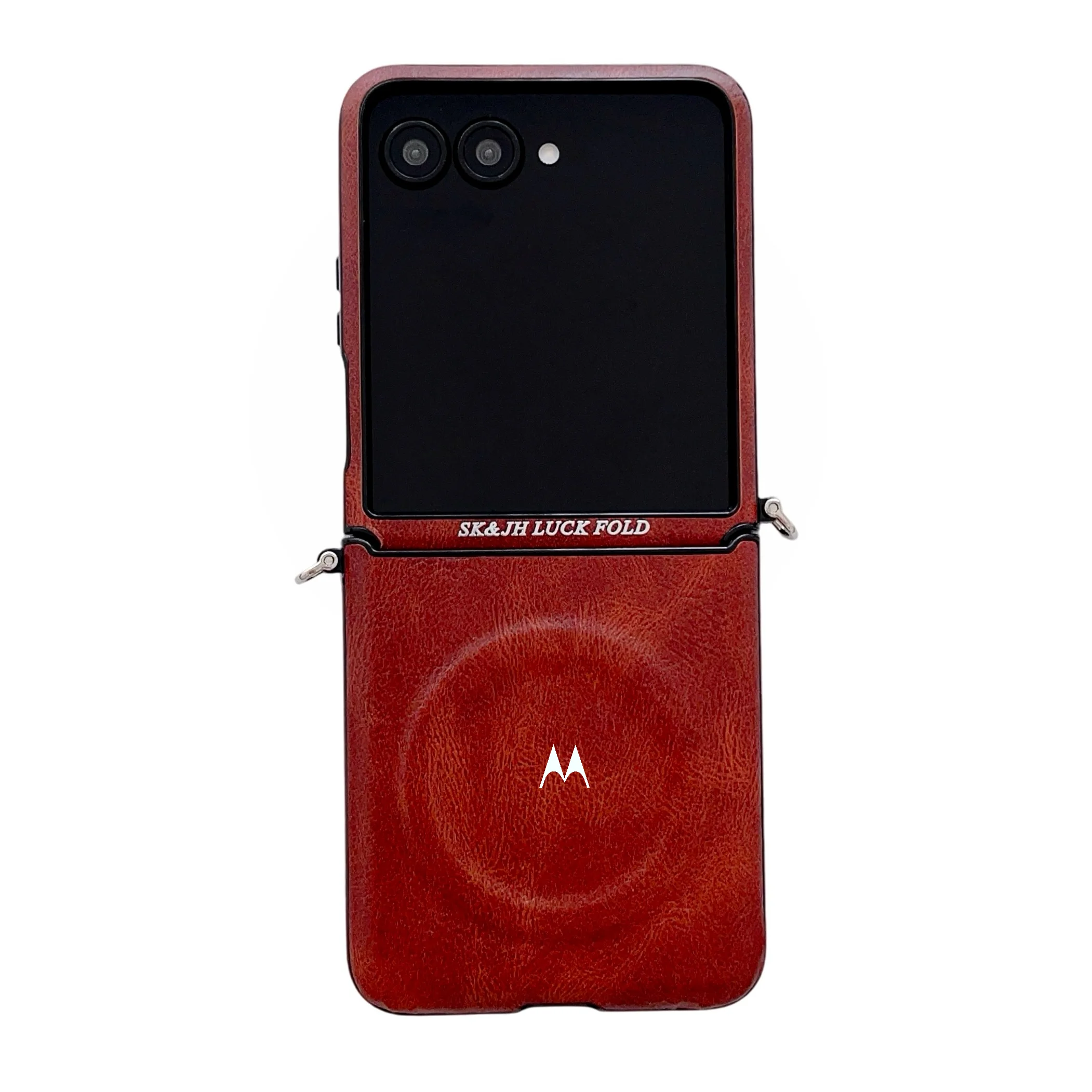 Retro Luxury Plain Leather Flip Phone Case with Lanyard - Original Cover