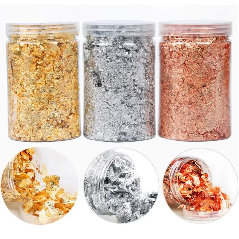 

3 Colors Metallic Gold Silver Foil Flakes Sequins Glitters for Painting Arts Nail Art Foil Decorative Paper Resin Mold Fillings