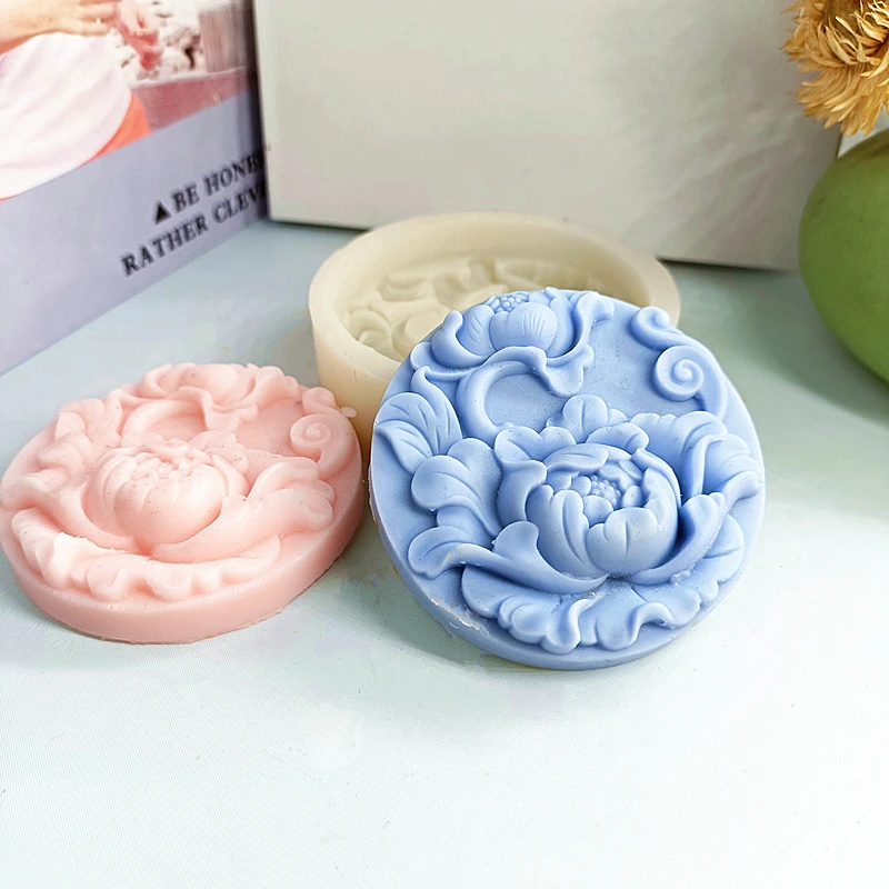 Peony Flower Soap Mold Handmade Candle Molds Silicone Cake Decoration Candy Biscuits Baking Accessories DIY Gift to Friends