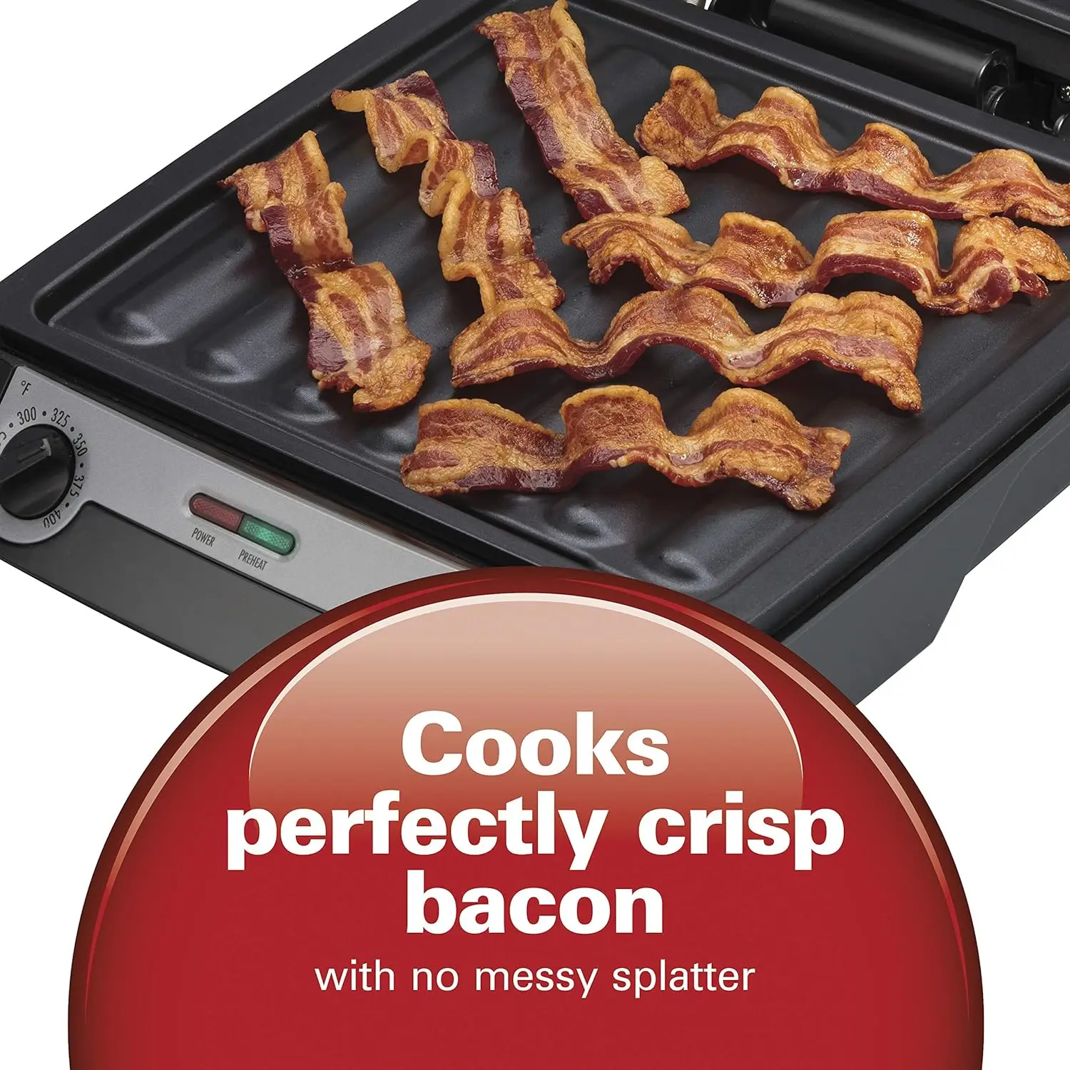 4-in-1 Indoor Grill & Electric Griddle Combo with Bacon Cooker, Opens Flat to Double Cooking Surface, Removable Nonstick Plates 5