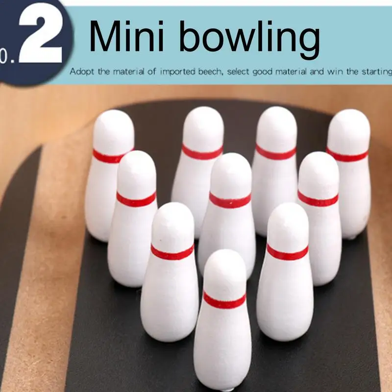 Mini Bowling Wooden Desktop Toys, Portable Bowling Toys, Tabletop Game, Home Bowling Alleys para crianças e adultos