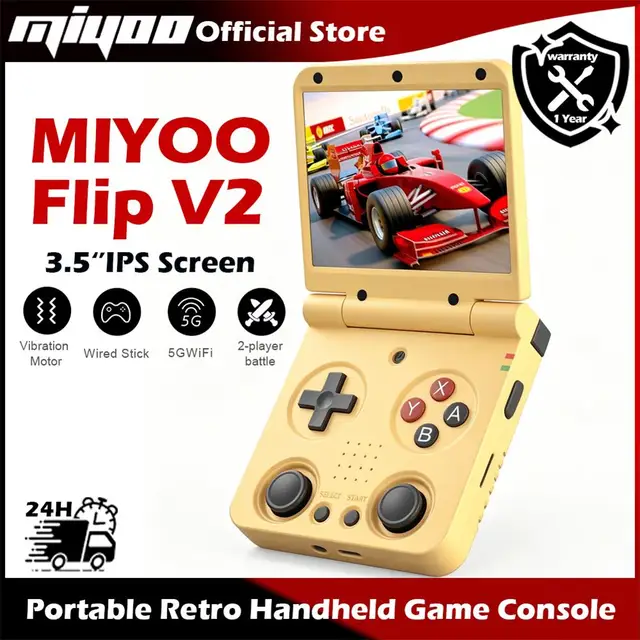 Console de jeu portable MIYOO Flip avec écran IPS de 3,5 pouces, machine de jeu rétro compacte et portable avec joystick pour les joueurs, cadeau idéal 1