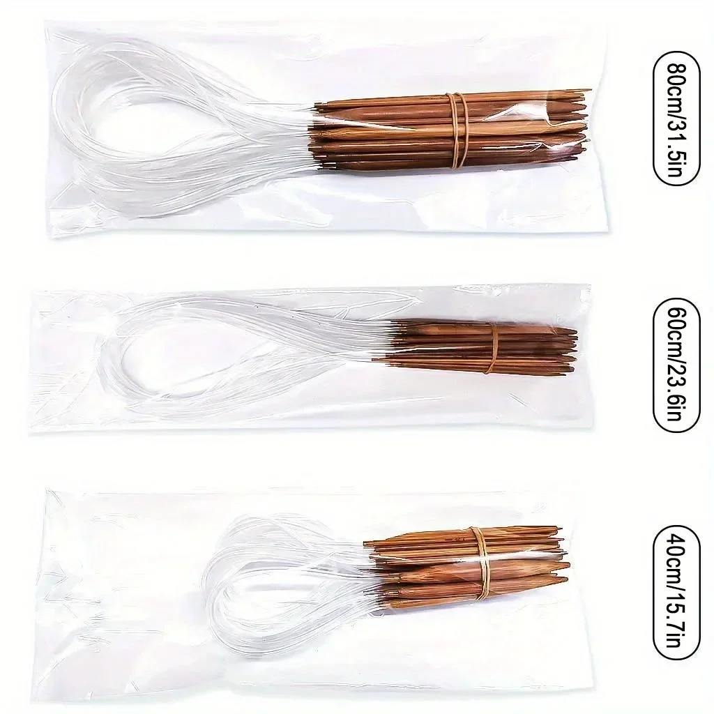 Premium Bamboo Circular Knitting & Crochet Needle Set - 18PCS Smooth Sewing Tools