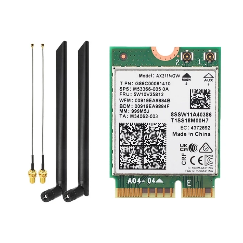 Wifi 6E 5374M Ax211 Ax211Ngw Cnvio2 M2 Scheda Wireless Wifi Bluetooth-Compatible5.3 Adattatore Wifi6E Tri-Band