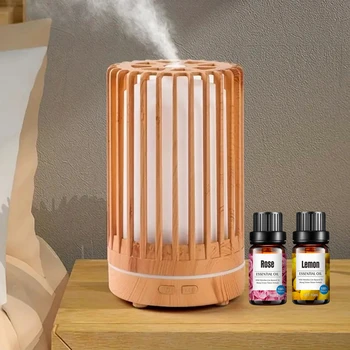 Bird Cage Shaped Aroma Diffuser with 2pcs Essential Oil, Mini USB Humidifier with Colorful Light for Bedroom Office Yoga Room 1