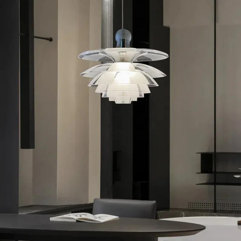 Danish Designer Art Glass Modern LED Ceiling Pendant Hanging Chandelier for Living Dining Room Villa Decoration Transparent