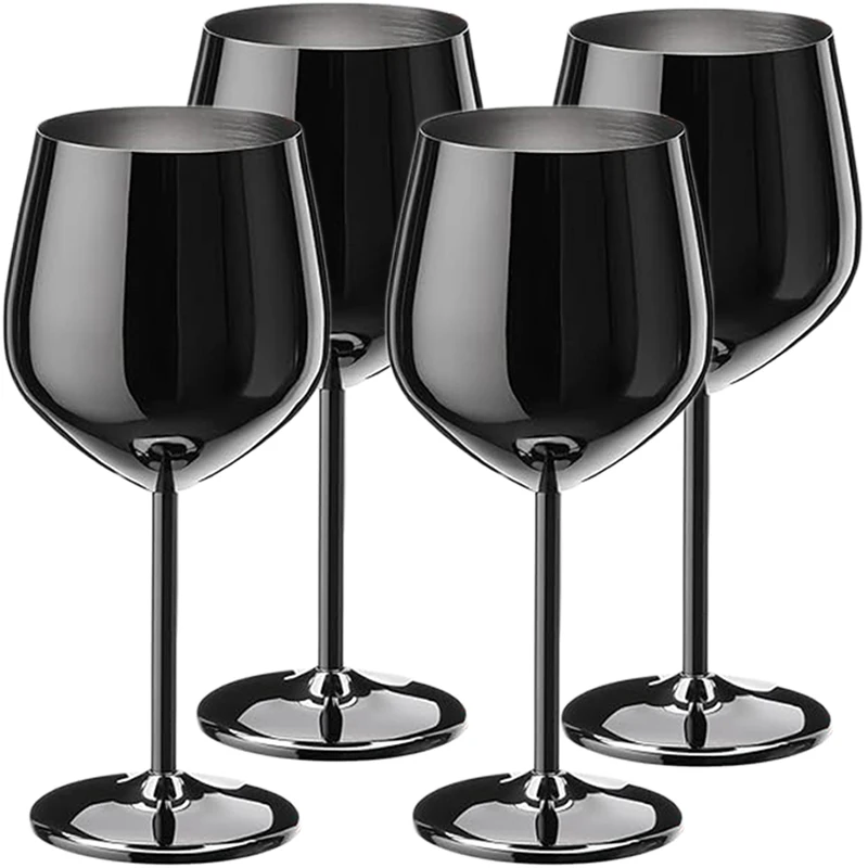 4PCS New Stainless Steel Glass Cocktail Creative Metal Wine Bar Restaurant Champagne Red Wine Glass Drinkware Barware Cup