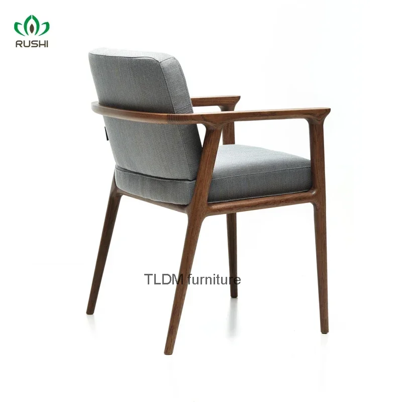 

Nordic Ash Wood Dining Chairs for Living Room Bedroom Backrest Computer Chair Simple Balcony Apartment Fabric Leisure Armchair