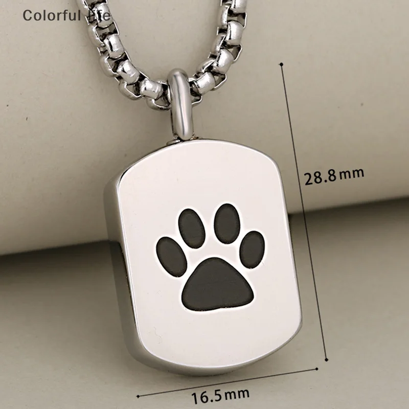 Pet Paw Stainless Steel Memorial Urn Pendants Dog Cat Ashes Holder Cremation Necklace Memorial Jewelry Pet Pendants