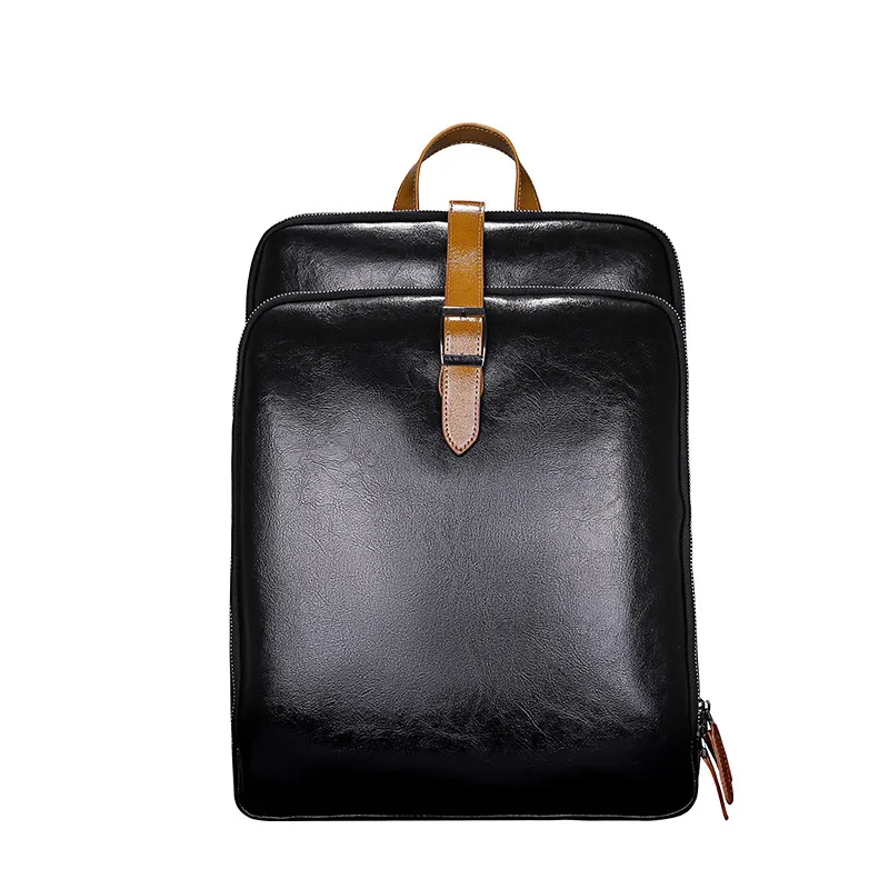 Split Leather Men Backpack Waterproof Business Laptop Backpack Casual Student Schoolbag Leather Men Travel Backpacks New Design 6