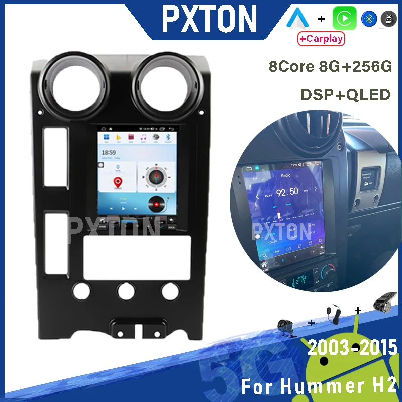 

Pxton Car Radio For Hummer H2 2003 - 2015 Carplay Auto Android Stereo Tesla Screen Multimedia Player 8G+256G 5G Bluetooth WIFI