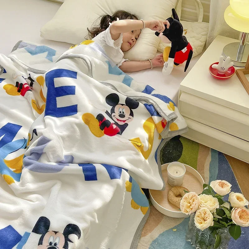 Disney Blankets for Beds Anime Children Thick Milk Velvet Leisure Baby Mickey Mouse Plush Blanket Daisy Nap Textile 3