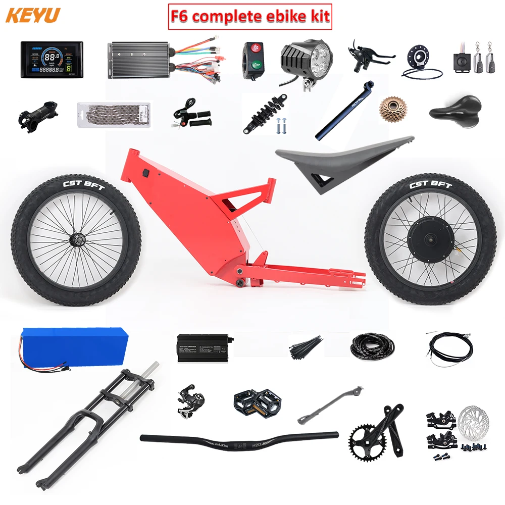 KEYU F6 enduro ebike kit 60V 3000W Electric motorcycle Complete ebike kit conversion electric bike stealth bomber frame