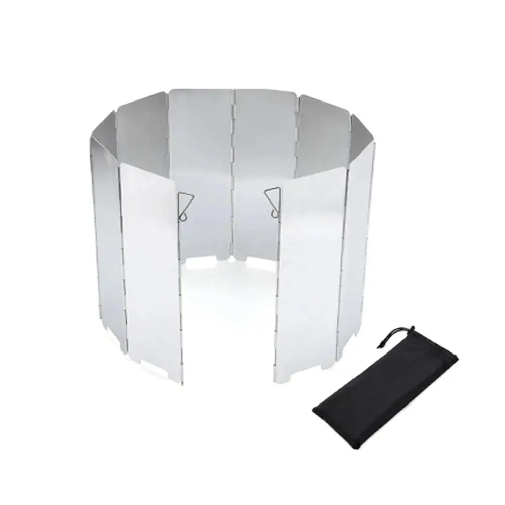 8/9/10 Platten Klappbarer Windschutz Camping Gasherd Outdoor Brenner Aluminiumlegierung Grill Winddicht für Wandern Picknick – Detail 10