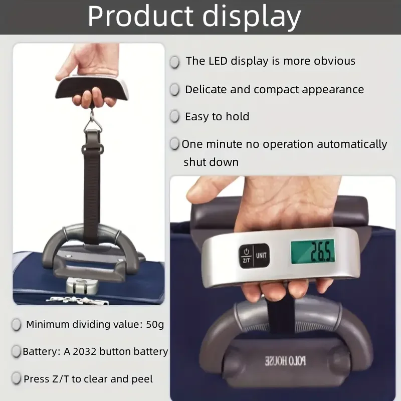 Luggage Scale Luggage Weight Scale Hanging Scale Digital Luggage Scale 110lbs Hanging Baggage LCD Display Portable Suitcase Weighing Scale Travel Luggage Weight Tool