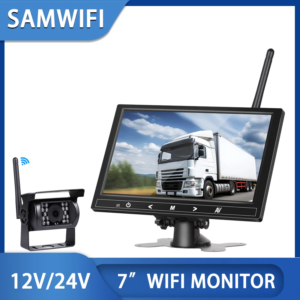 Монитор для грузовика с Wi-Fi и камерой заднего вида, 7 дюймов, 12-24 В