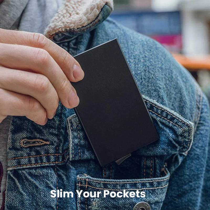 Ultra-Slim RFID Blocking Pop-Up Wallet - Minimalist Metal Card Holder