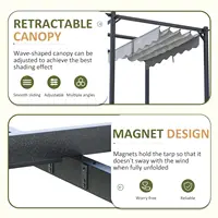 10'x12' Outdoor Pergola with Retractable Canopy, Patio Metal Heavy-Duty Gazebo Shelter for Backyard, Deck, Garden, Customized 4