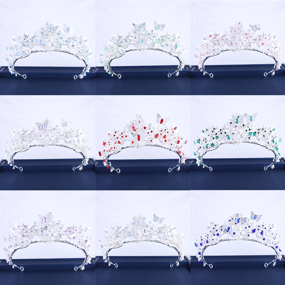 Luxury Wedding Crown Butterfly Crystal Bridal Tiara Sliver Alloy Queen Headpiece For Wedding Banquet Jewelry Hair Accessories