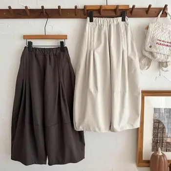 2025 Autumn New Children Loose Trousers Cotton Girls Solid Harem Pants Toddler Wide Leg Pants Boys Casual Pants Kids Clothes