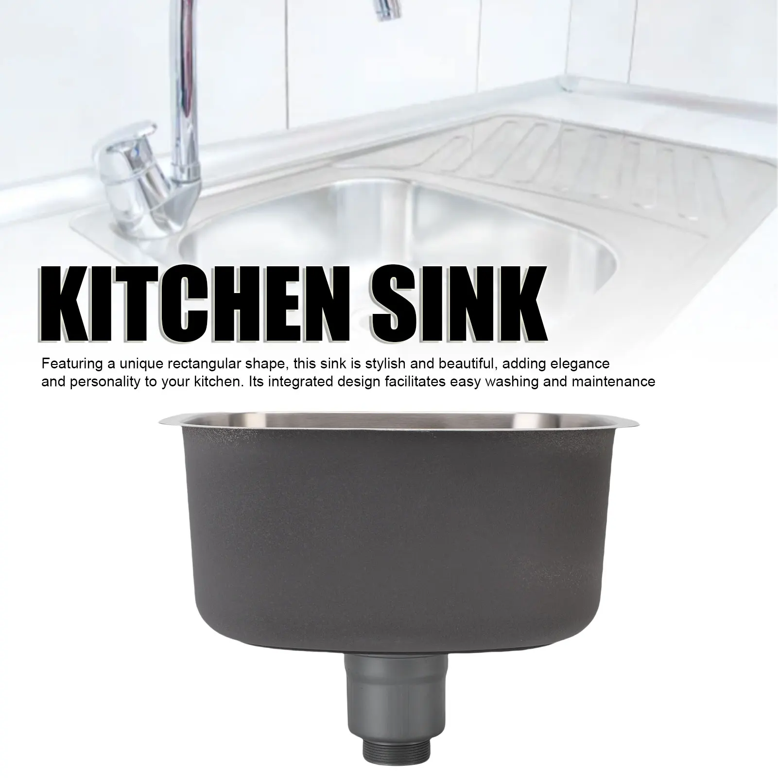 Single Bowl Water Sink 304 Stainless Steel Integrated Undermount Basin Washing Sink for Kitchen Bar Bathroom Undermount Sink