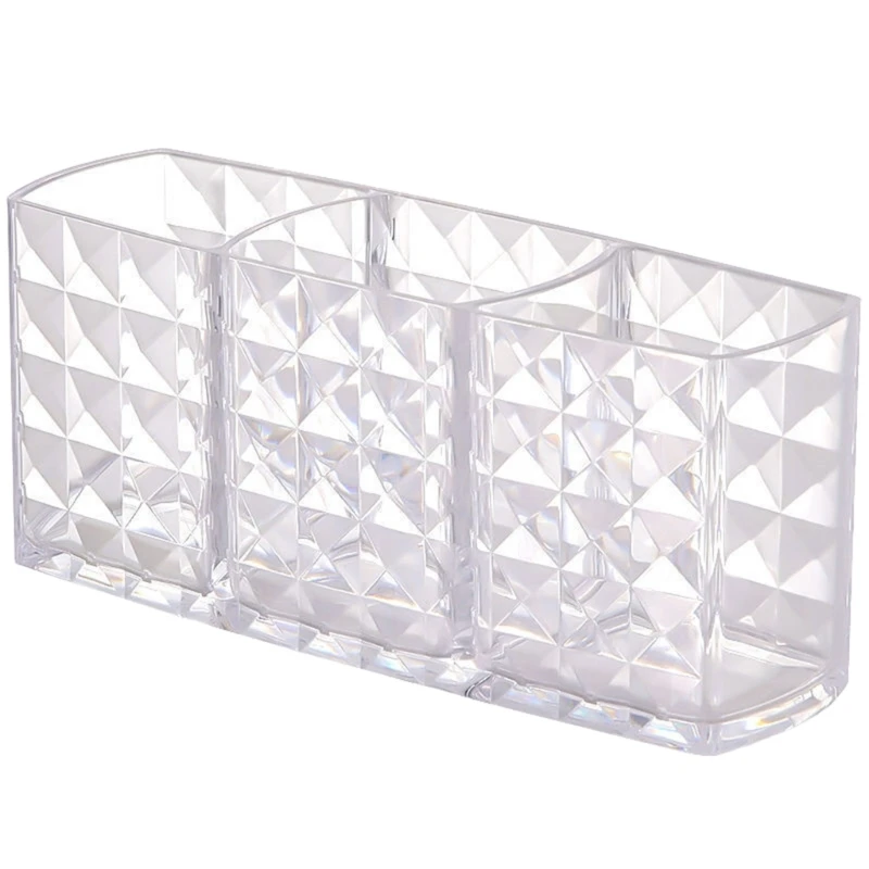 

Large Capacity Storage Tube Stylish Gem Texture Desk Organizer Cosmetics Brush Storage Box Transparent Makeup Pen Holder