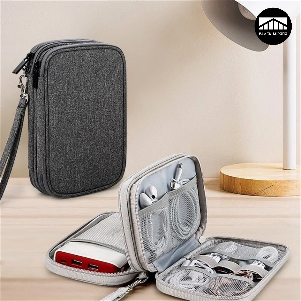 

Travel Organizer Electronics Accessories Carrying Bag Portable Waterproof Double Layers All-in-One Storage Bags for Cable Wires