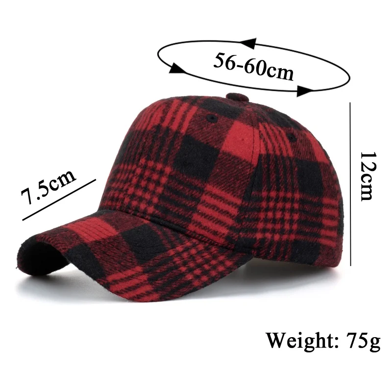 Plaid Baseball Cap For Men Women Visor Hat Adjustable Outdoor Sports Sunhat