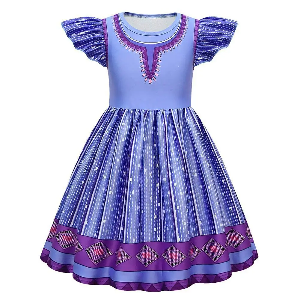 thumbnail image 1 of Wish Asha-vestido de princesa para niñas, disfraz de Cosplay, vestidos largos morados, trajes de Halloween, película 2023, 1 of 4